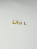 Lucía Set, textured double c-hoops and cz triangle studs, 18k gold filled